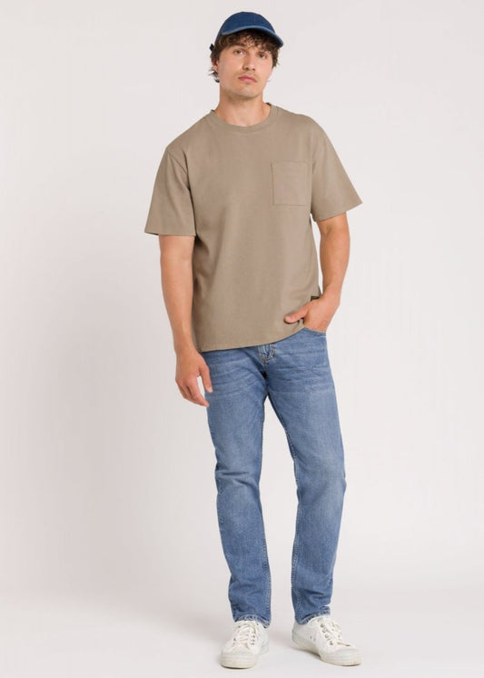 Jean slim en coton bio et recyclé | bleu "charles - sander mid used"