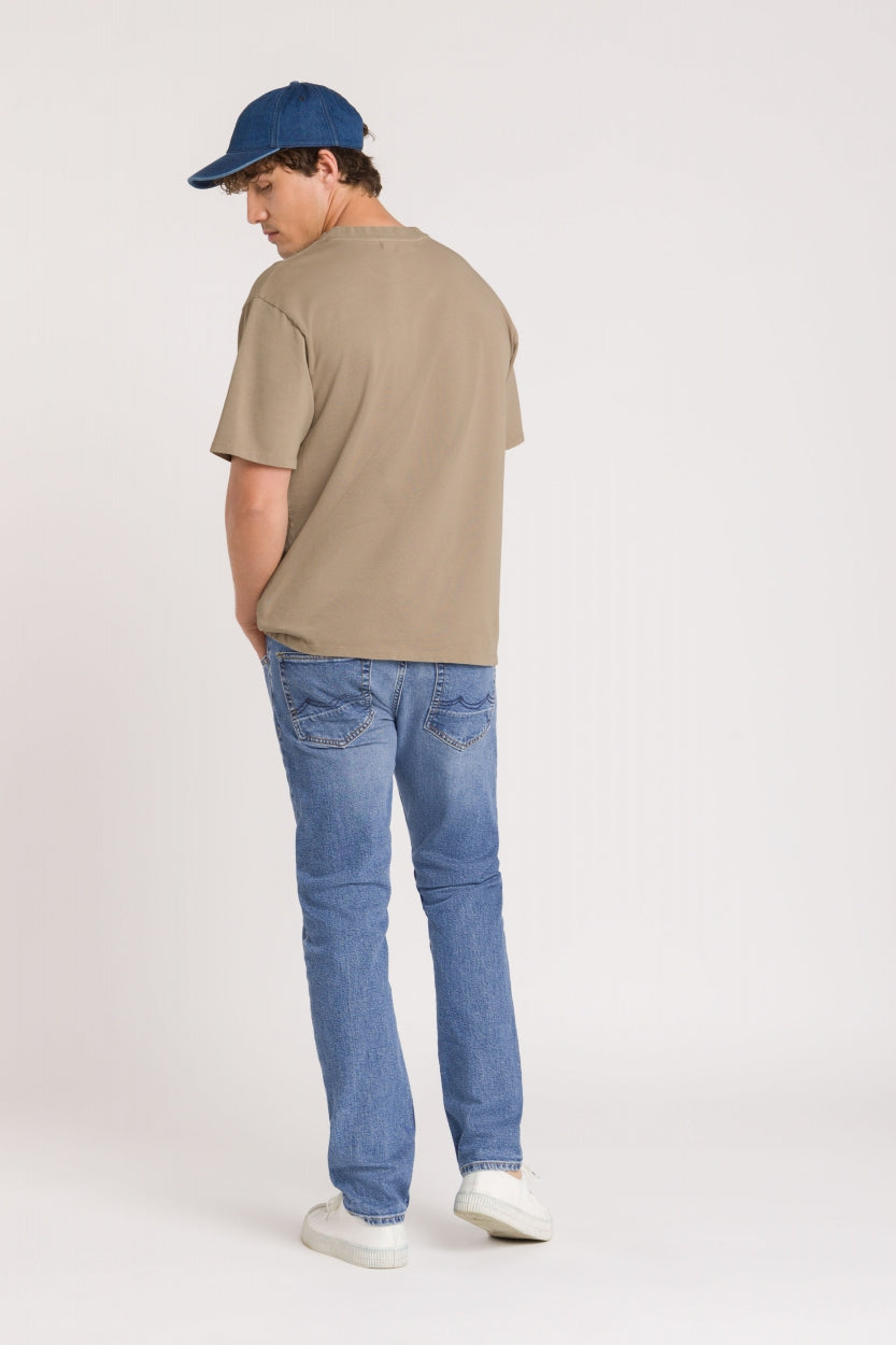 Jean slim en coton bio et recyclé | bleu "charles - sander mid used"