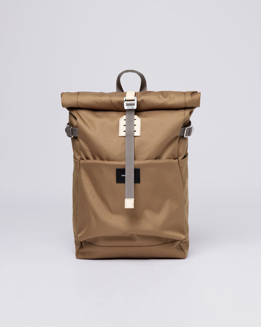 Sac à dos rolltop en matière recyclée | marron "ilon marsh yellow"