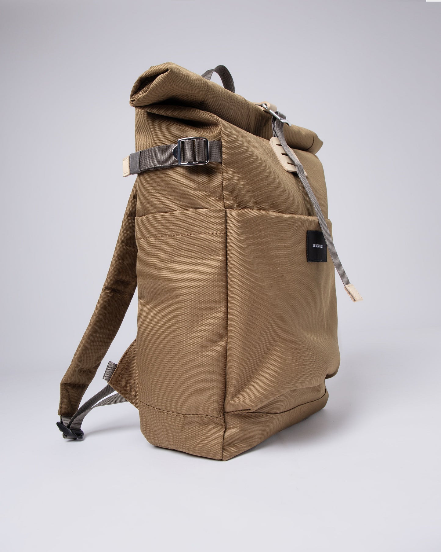 Sac à dos rolltop en matière recyclée | marron "ilon marsh yellow"