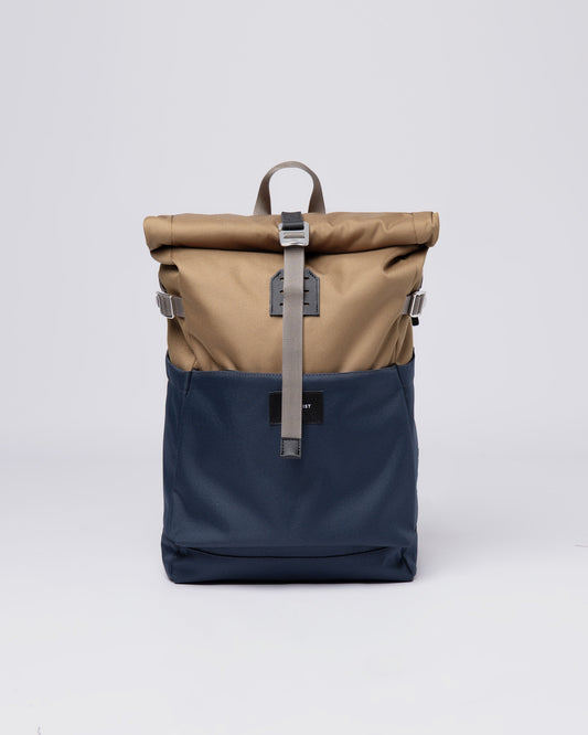 Sac à dos rolltop en matière recyclée | Bleu et marron "ilon multi marsh yellow"