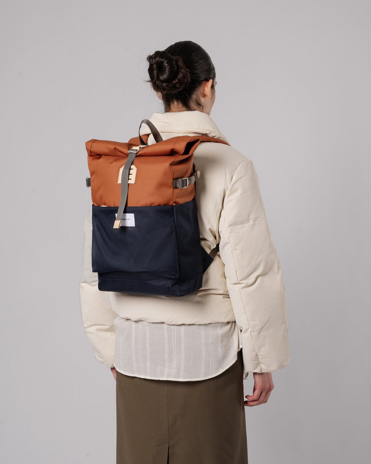 Sac à dos rolltop en matière recyclée | Bleu et orange "ilon multi fox red"