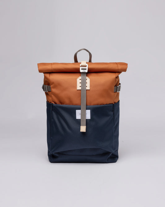 Sac à dos rolltop en matière recyclée | Bleu et orange "ilon multi fox red"