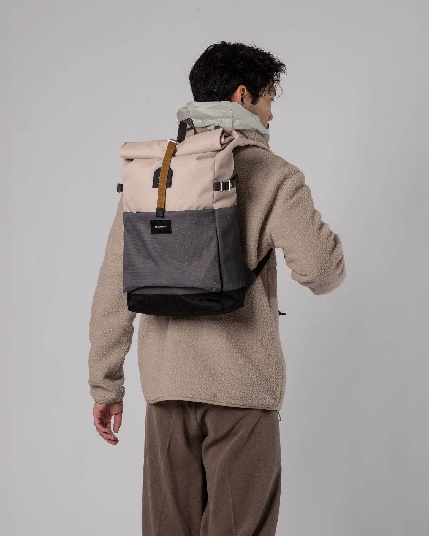 Sac à dos rolltop en matière recyclée | Gris et beige "ilon multi stone"