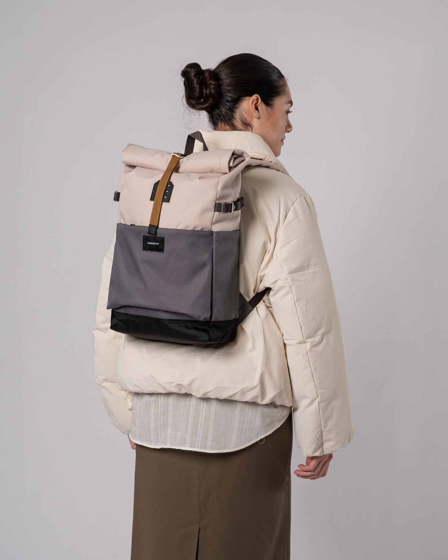 Sac à dos rolltop en matière recyclée | Gris et beige "ilon multi stone"