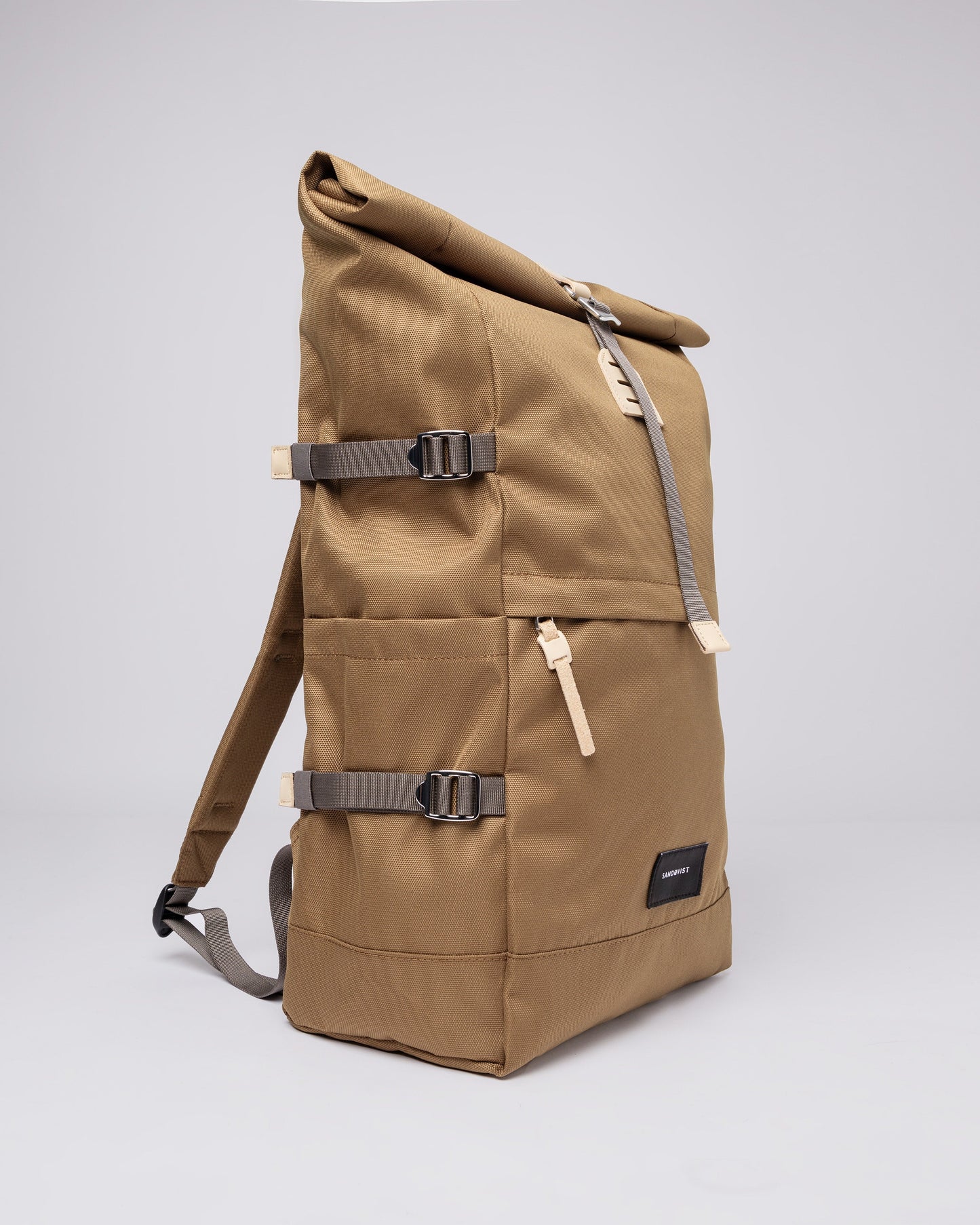 Sac à dos rolltop en matière recyclée | marron "bernt marsh yellow"