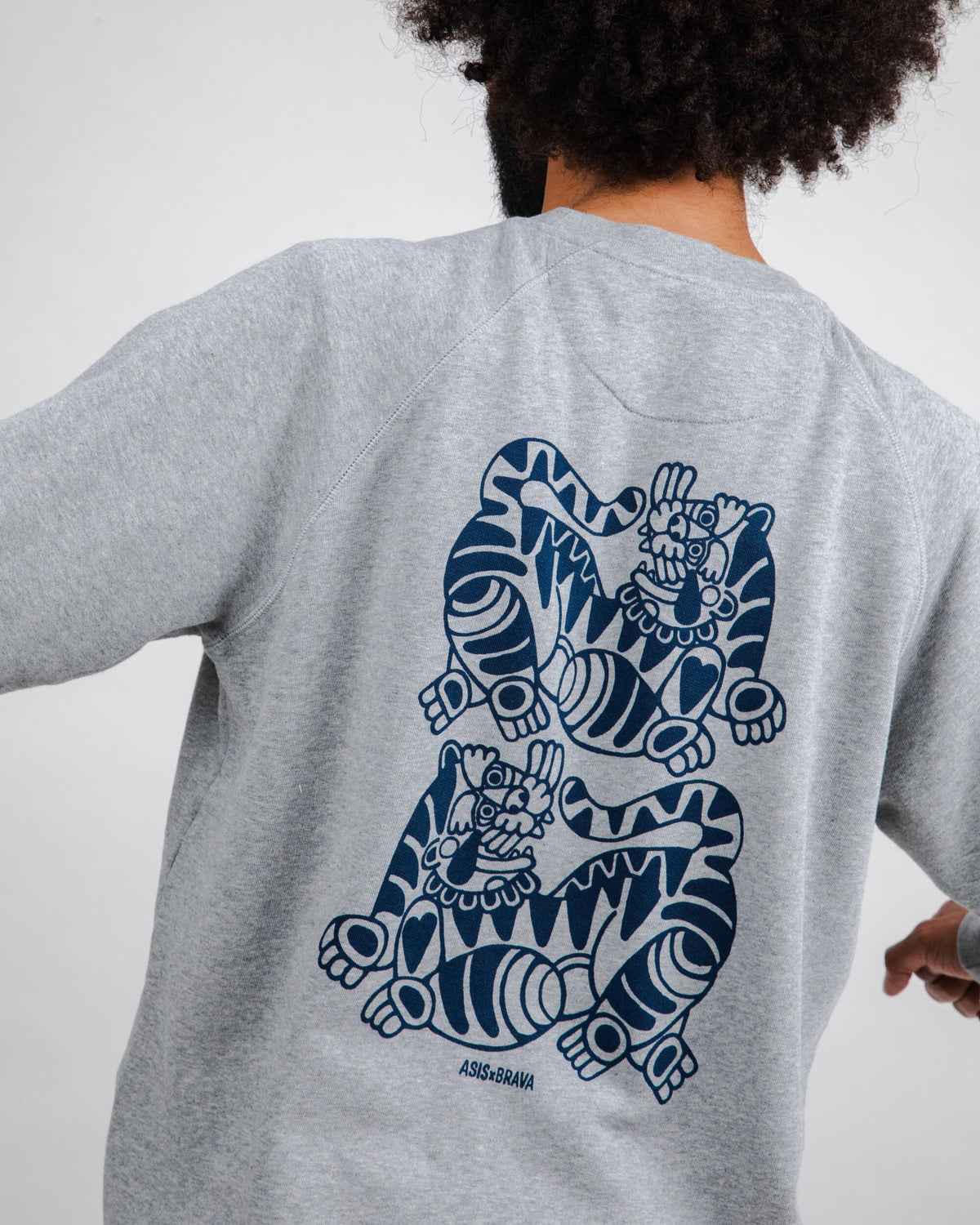 Sweat en coton bio | gris "asis percales tigris sweatshirt grey"