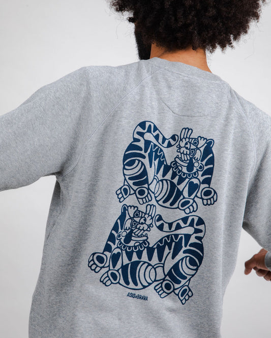 Sweat en coton bio | gris "asis percales tigris sweatshirt grey"