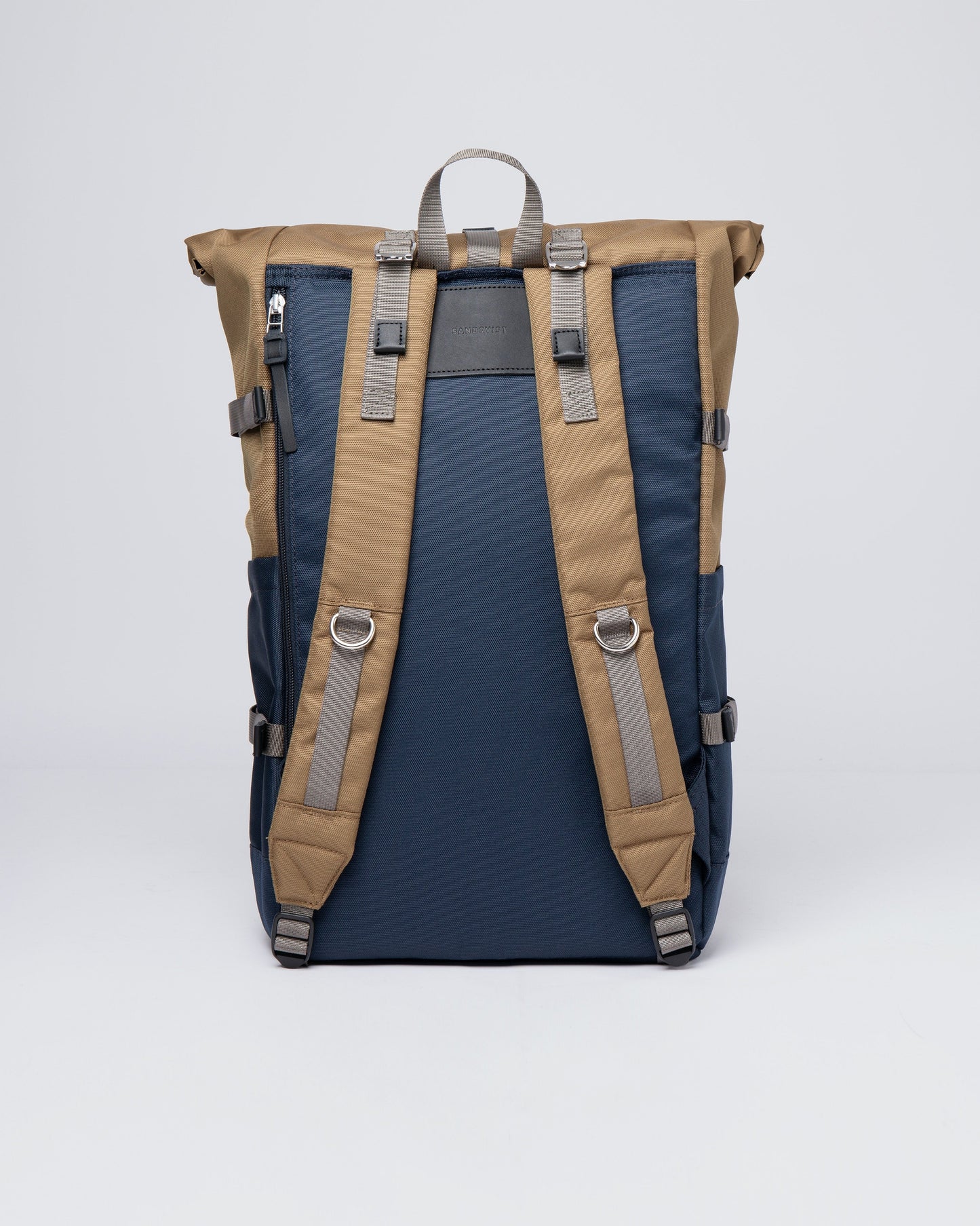 Sac à dos rolltop en matière recyclée | bleu et marron "bernt multi marsh yellow"