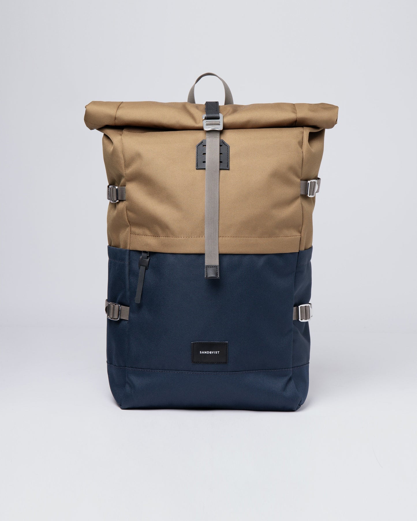 Sac à dos rolltop en matière recyclée | bleu et marron "bernt multi marsh yellow"