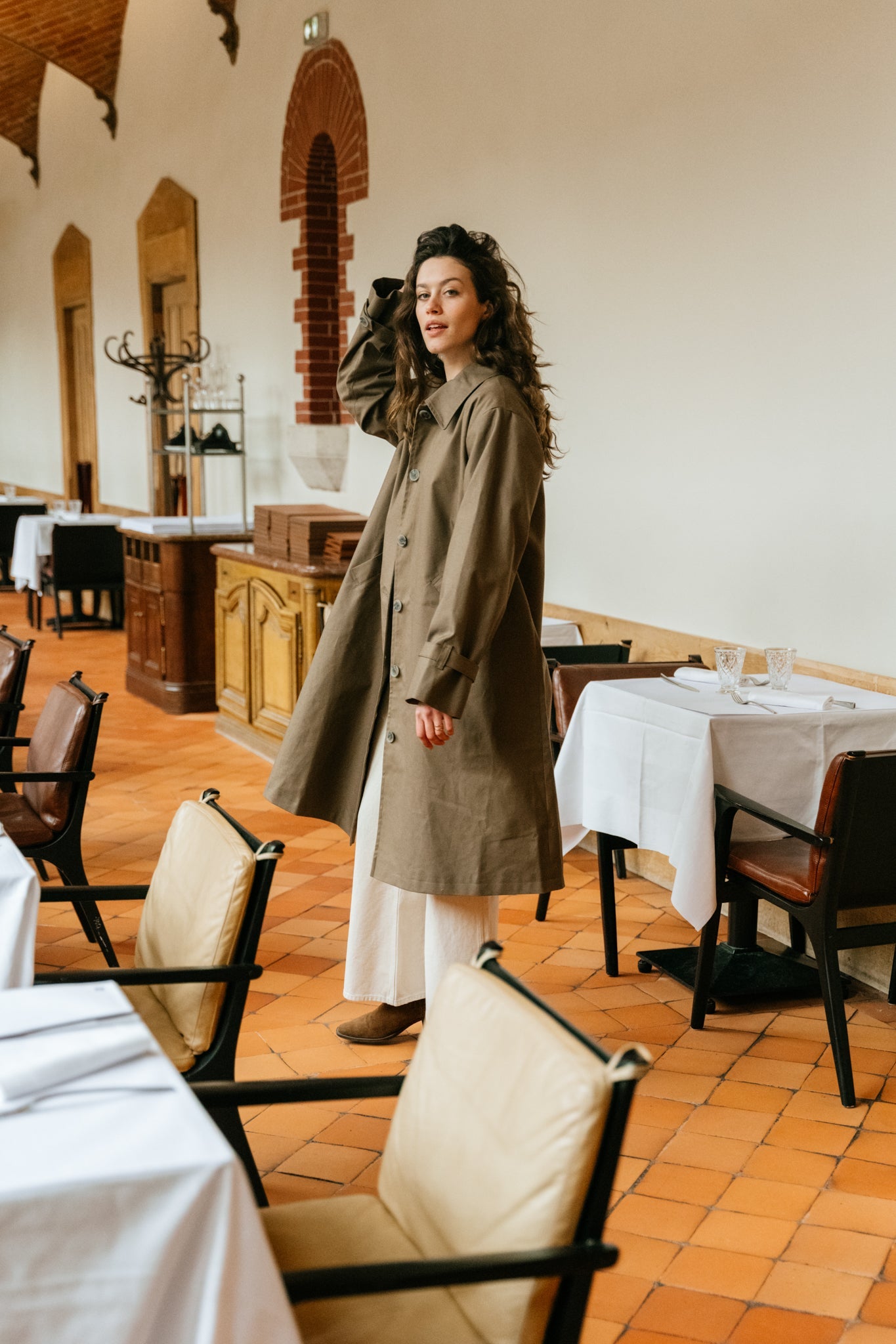 Trench noisette en coton bio - coat tagus walnut