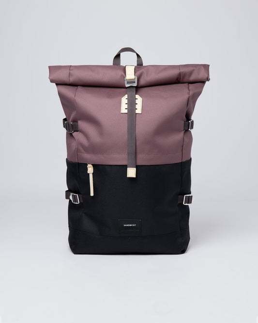 Sac à dos rolltop en matière recyclée | Noir et rose "bernt multi lilac dawn"
