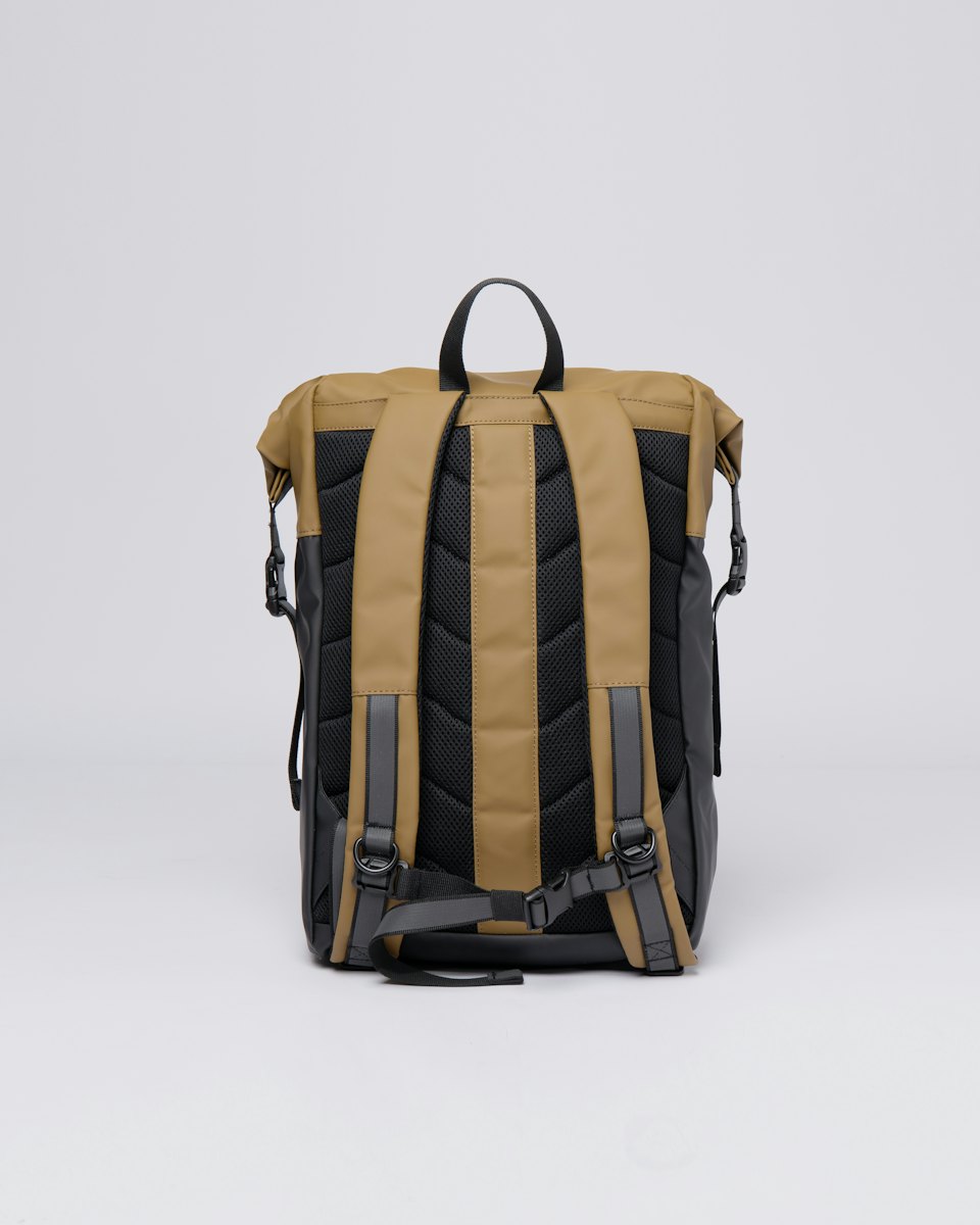 Sac à dos imperméable en matière recyclée | Noir et marron "konrad multi marsh yellow"