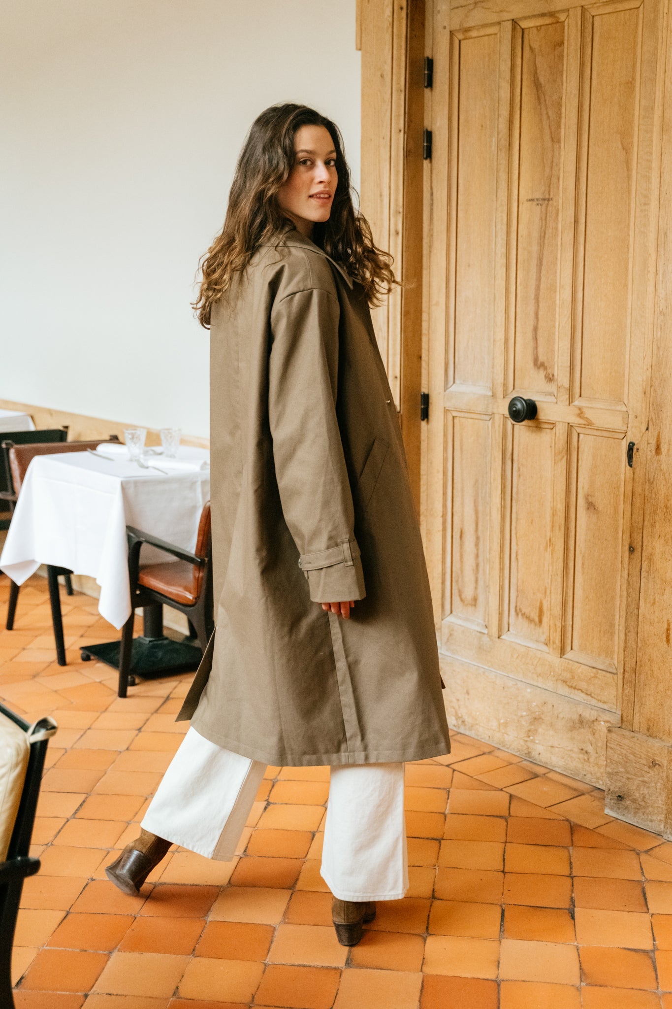 Trench noisette en coton bio - coat tagus walnut
