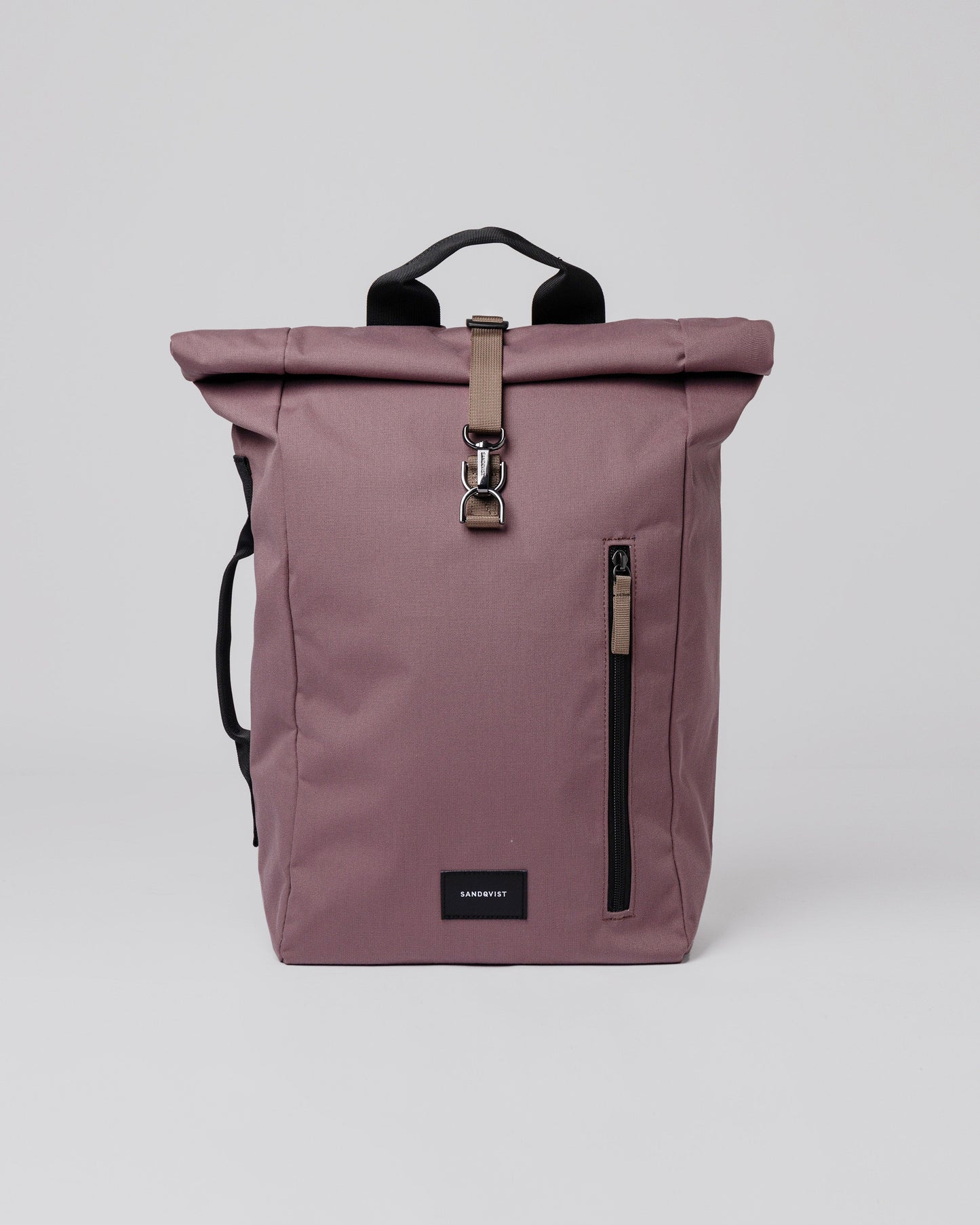 Sac à dos rolltop en matière recyclée | rose "dante vegan lilac dawn with brown webbing"