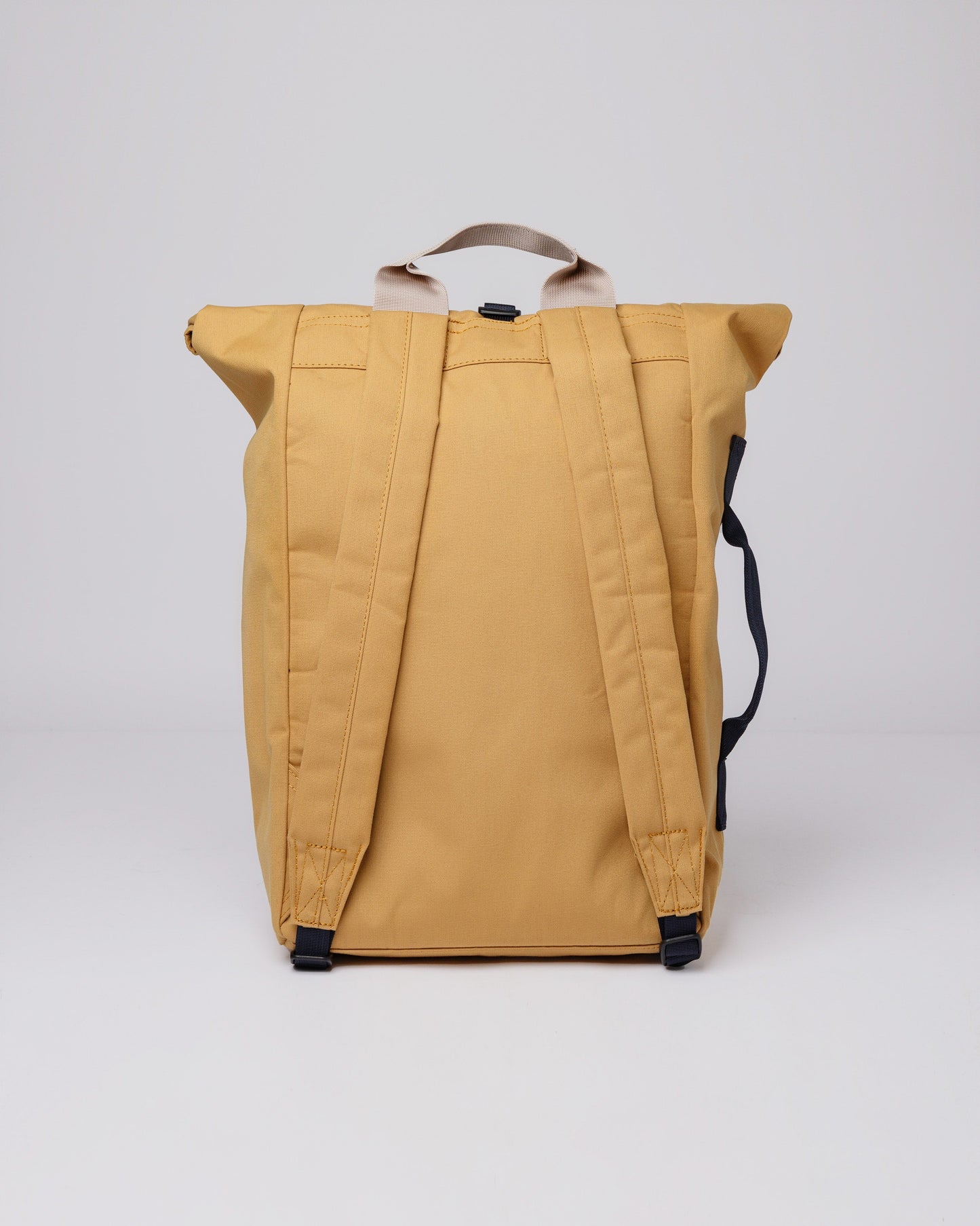 Sac à dos rolltop en matière recyclée | Jaune "dante vegan honey yellow with blue webbing"