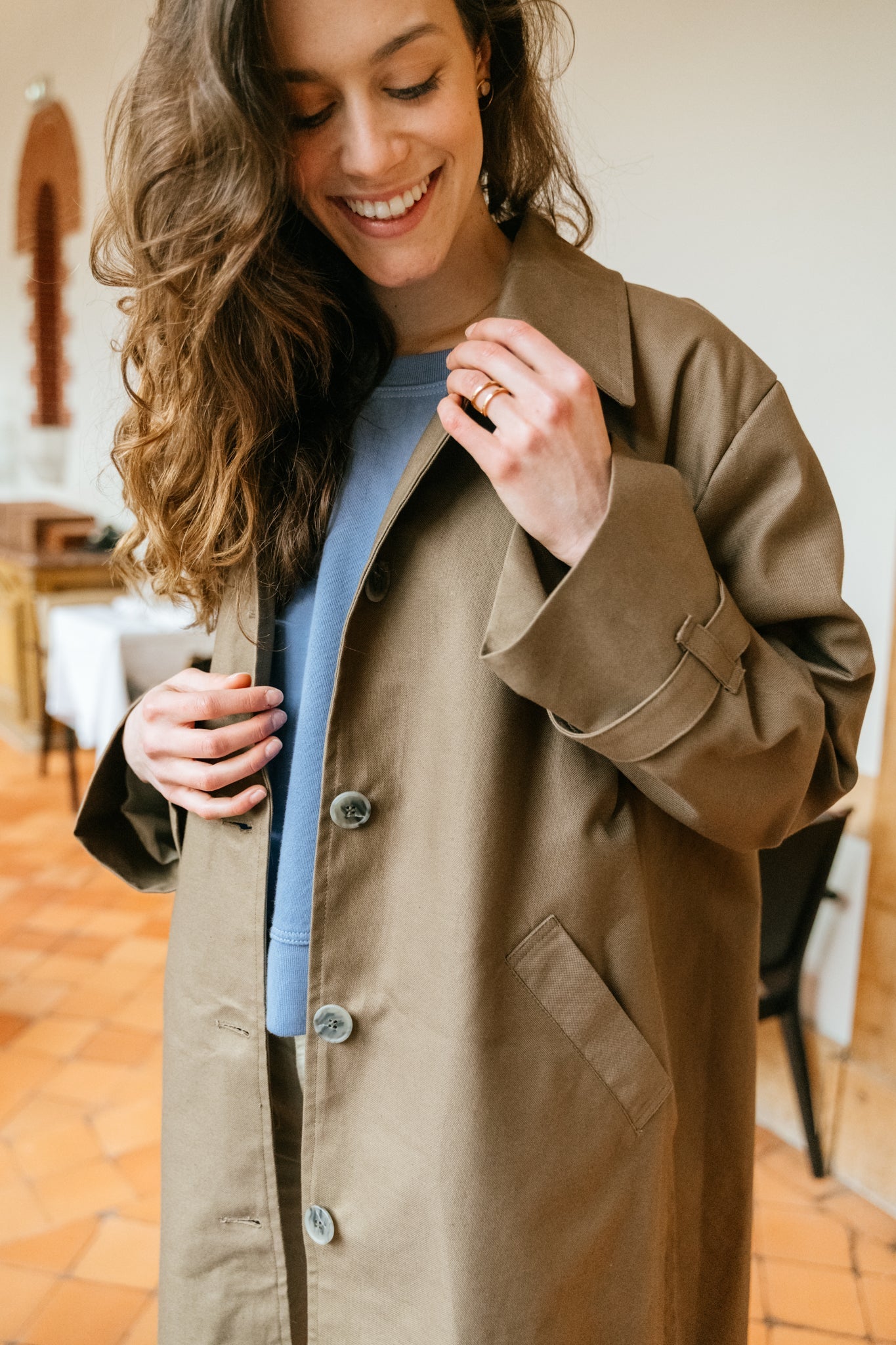Trench noisette en coton bio - coat tagus walnut