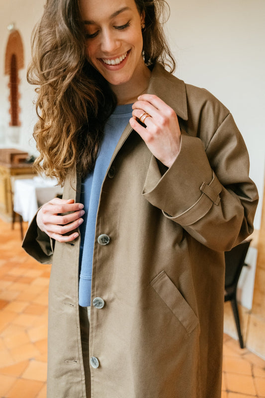 Trench noisette en coton bio - coat tagus walnut
