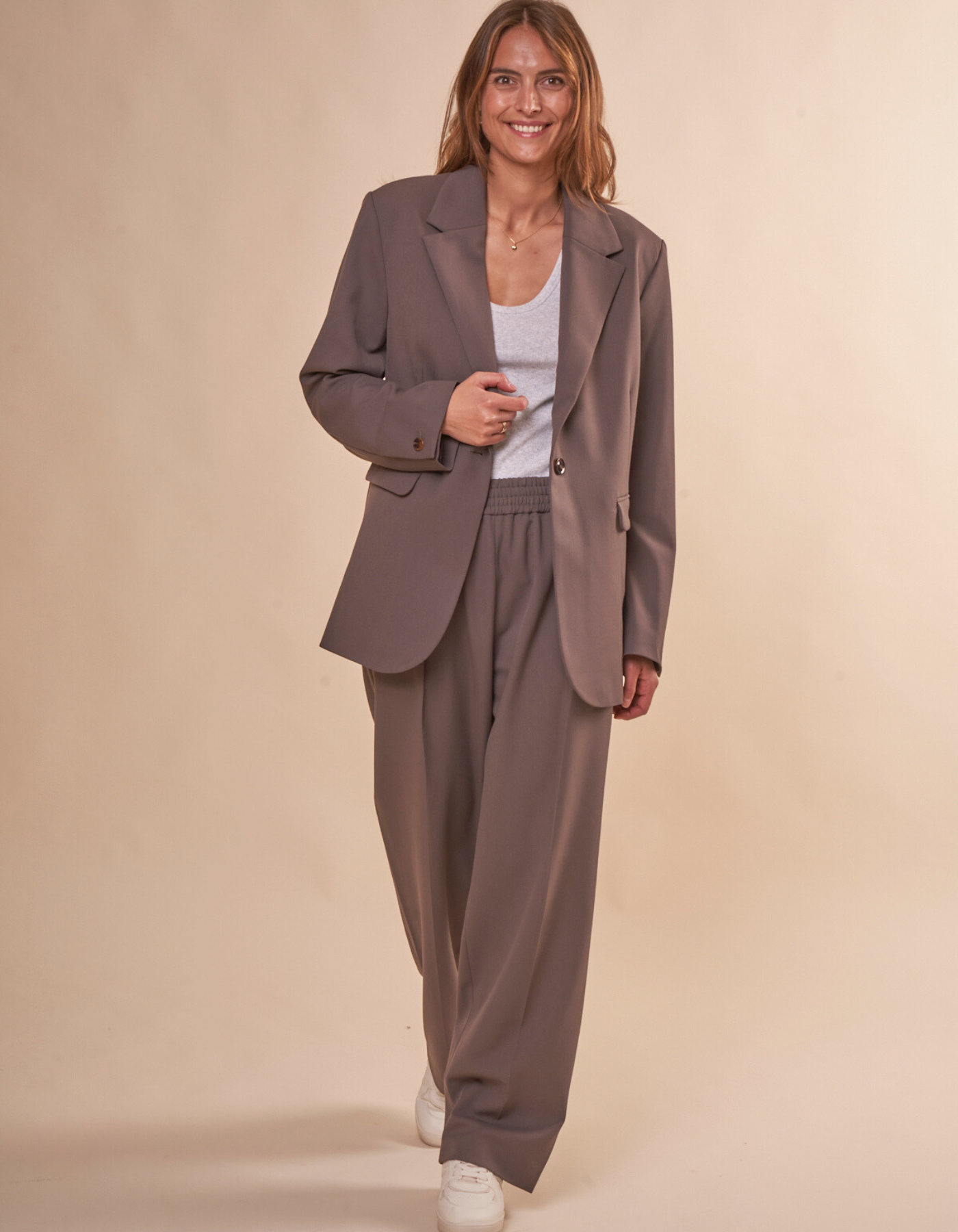 Pantalon ample en recyclé et ecovero | Gris "julia trousers dark brindle"