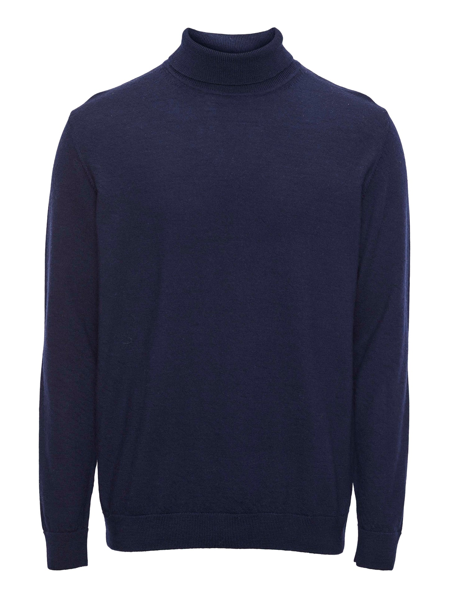Pull à col roulé bleu nuit en laine mérinos bio - roll neck