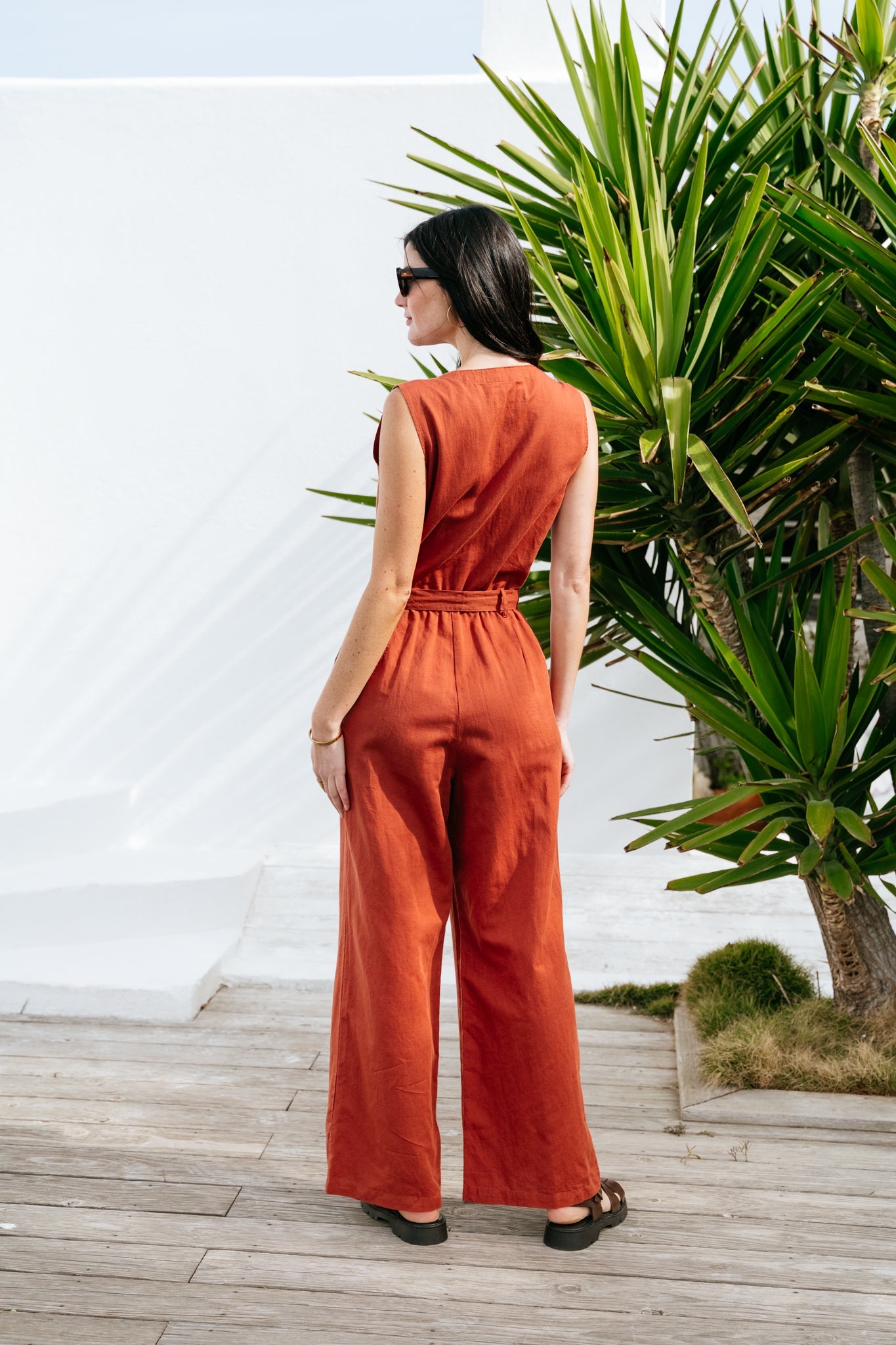 Combinaison en coton bio et lin | terracotta "Sammie jumpsuit - terra"