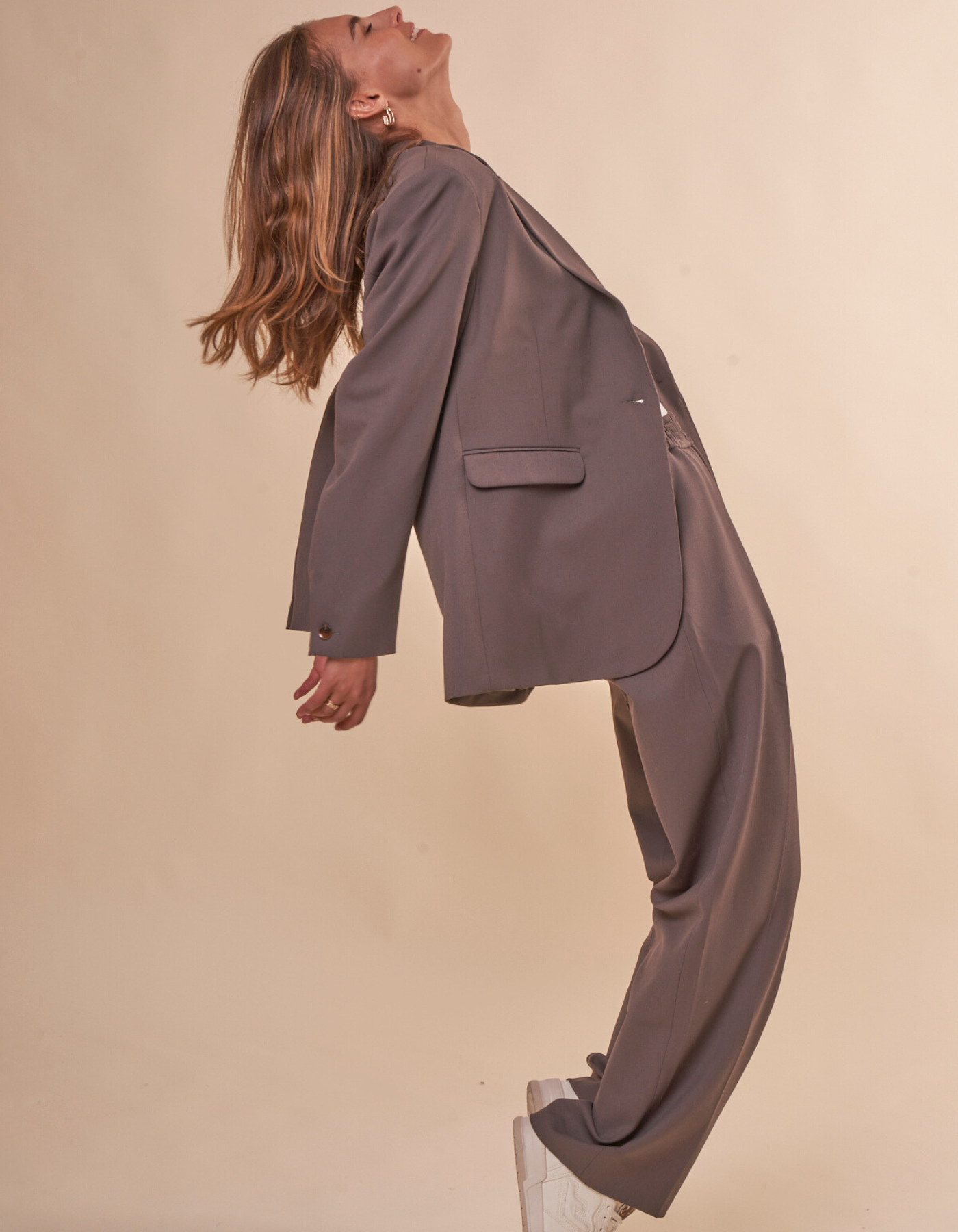 Pantalon ample en recyclé et ecovero | Gris "julia trousers dark brindle"