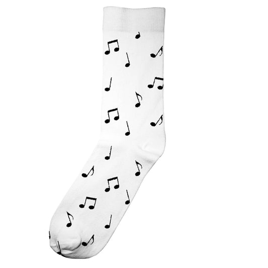 Chaussettes hautes blanches motifs notes en coton bio
