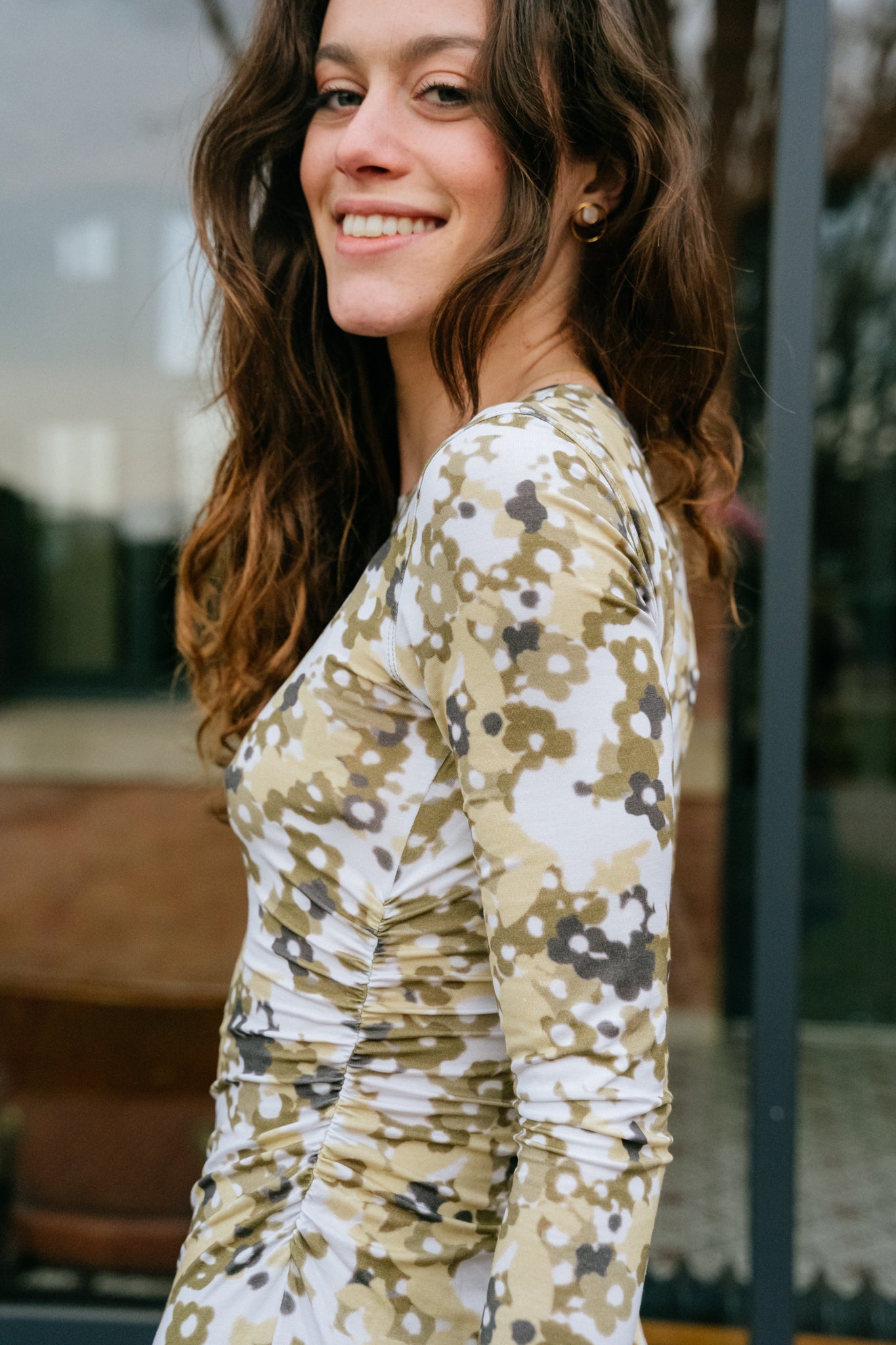 Robe longue à motifs floraux verts en tencel - rosie dress camo