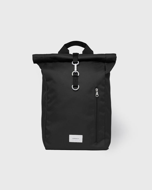 Sac à dos 19L en matière recyclée | noir "ground rolltop backpack l - black with black webbing"