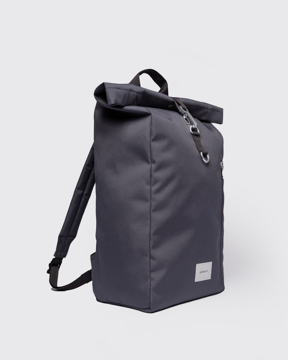 Sac à dos 19L en matière recyclée | noir "ground rolltop backpack l - asphalt with black webbing"