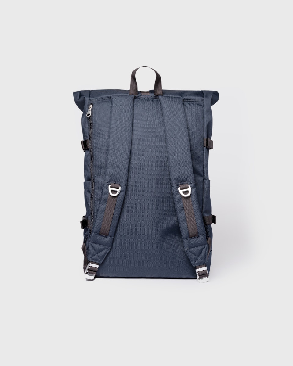 Sac à dos 26L en matières recyclées | bleu "icon rolltop backpack l - navy with black leather"