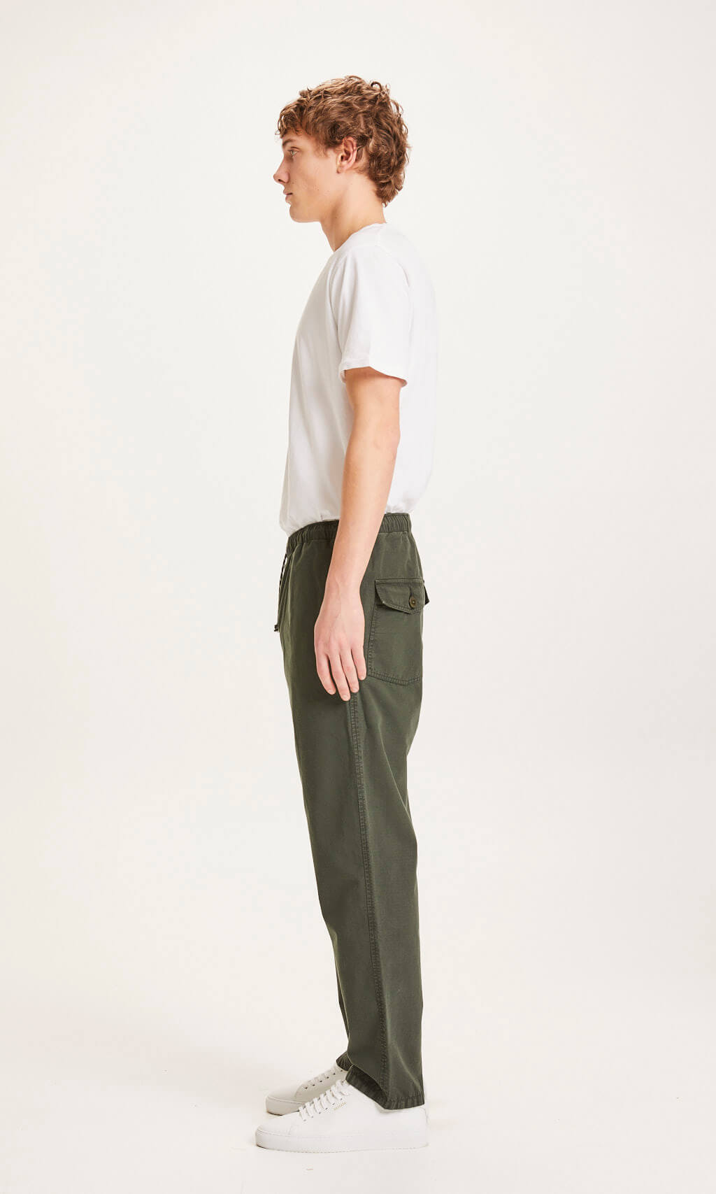 Pantalon ample vert forêt en coton bio - Fig