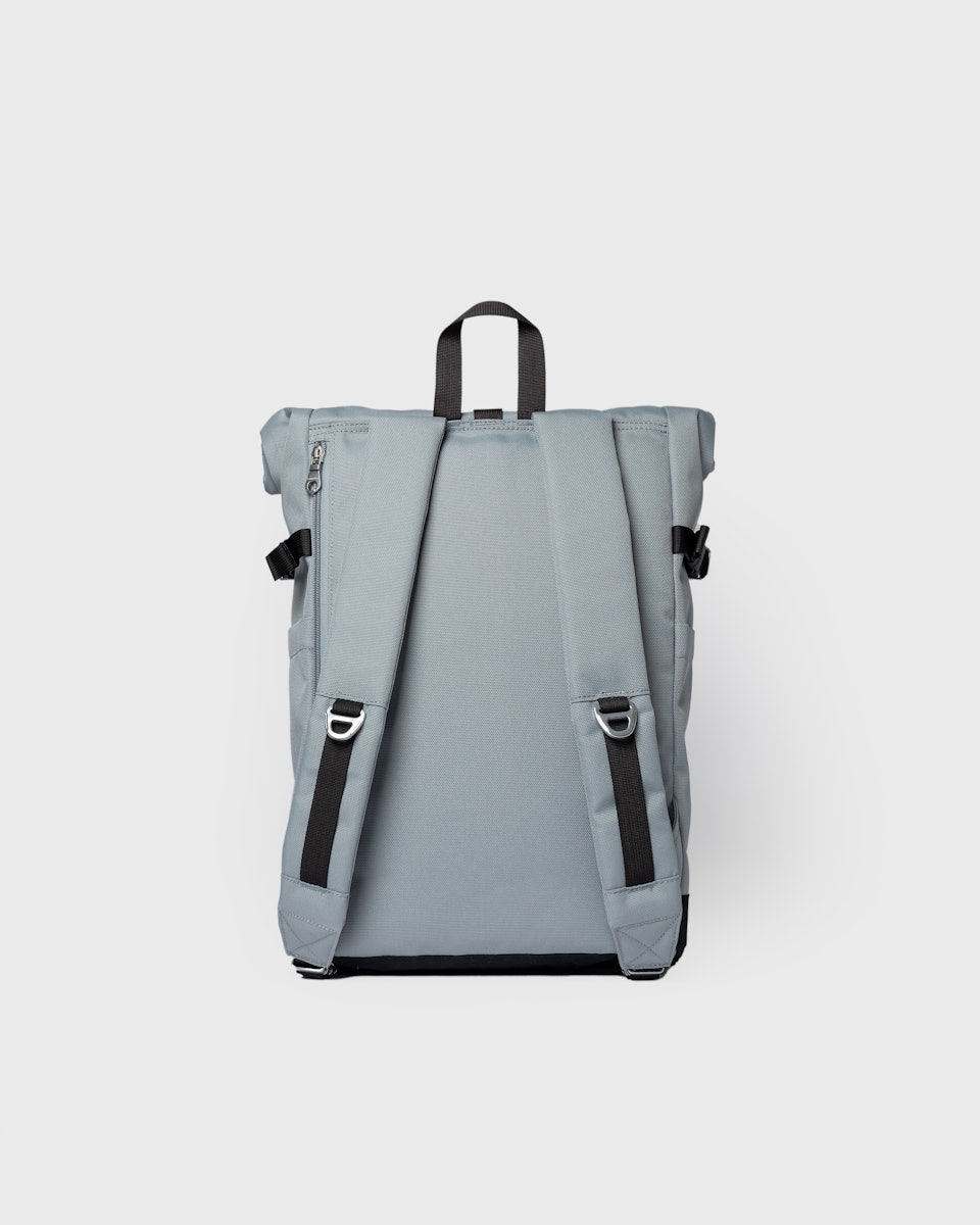 Sac à dos 23L en nylon recyclé | bleu "icon rolltop backpack m - ice blue with black leather"