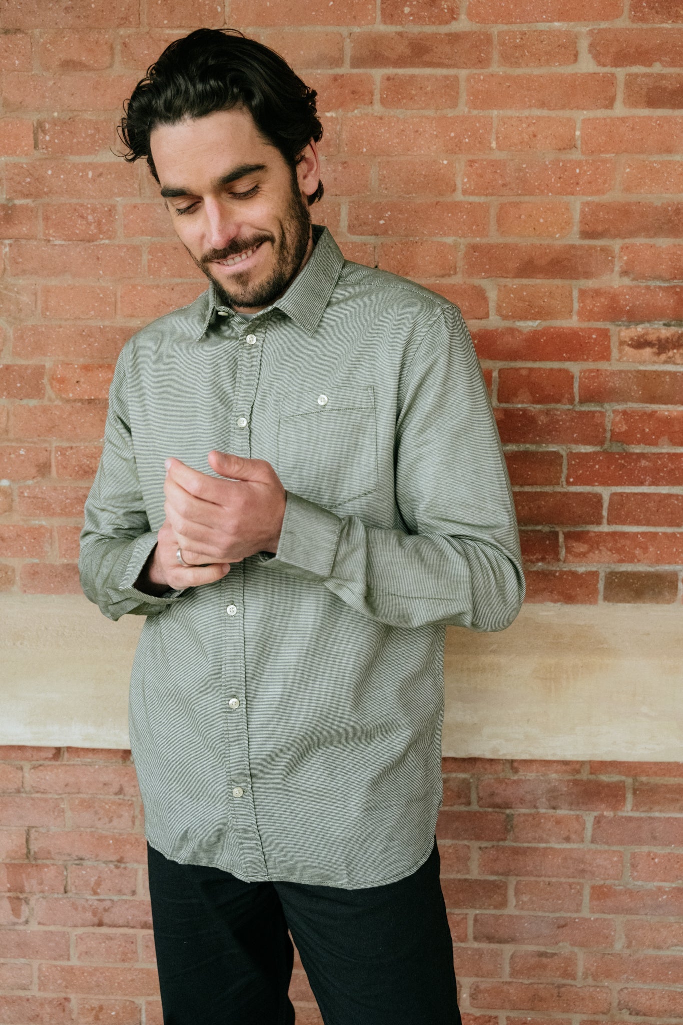 Chemise à carreaux verts en coton bio - pepita checkered shirt green check