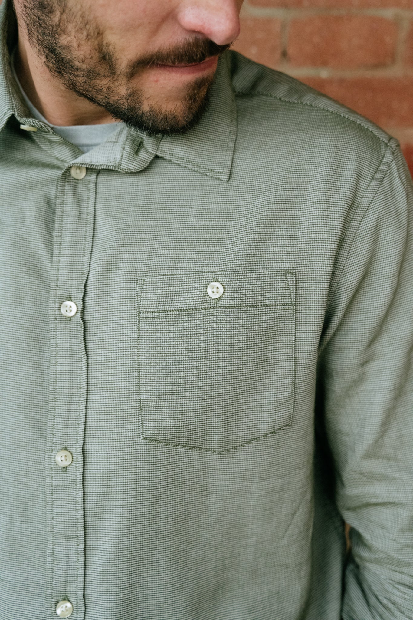 Chemise à carreaux verts en coton bio - pepita checkered shirt green check