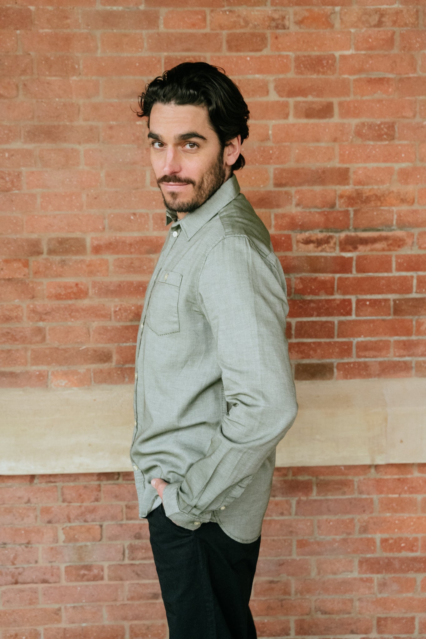 Chemise à carreaux verts en coton bio - pepita checkered shirt green check