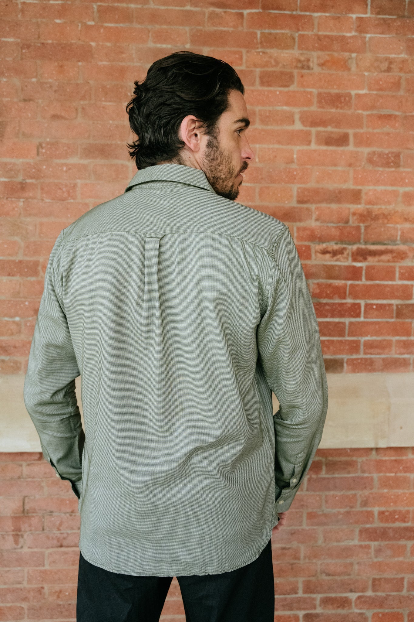 Chemise à carreaux verts en coton bio - pepita checkered shirt green check