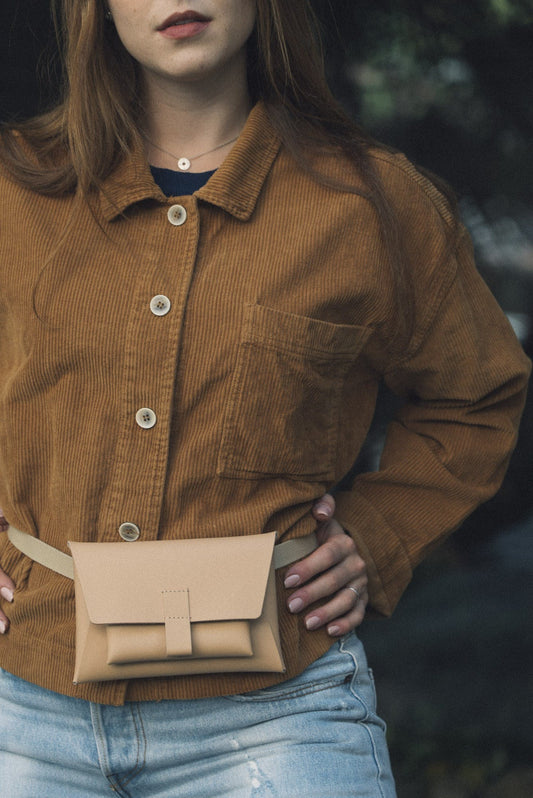 Sac banane beige en cuir recyclé - Kangaroo