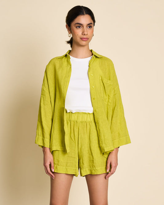 Short vert en lin - linen shorts tournai sprout