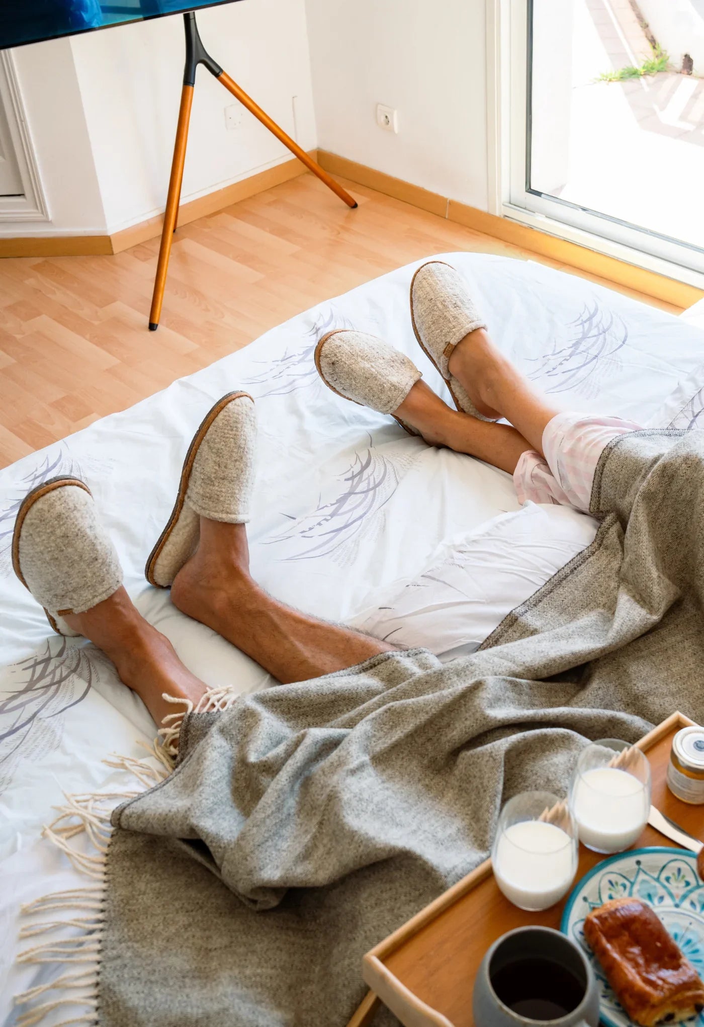Chaussons en laine recyclée | écru "simone naturelle"