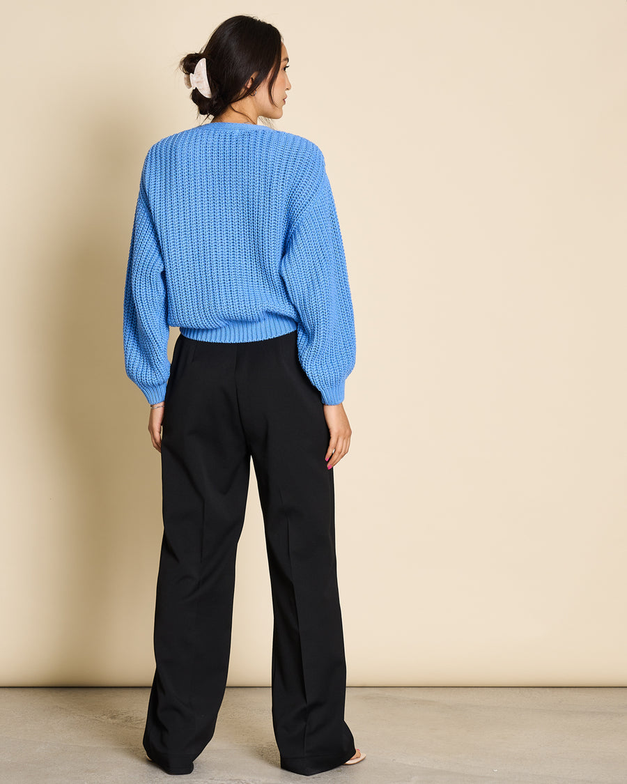 Gilet en maille de coton bio | Bleu "lena azure blue"