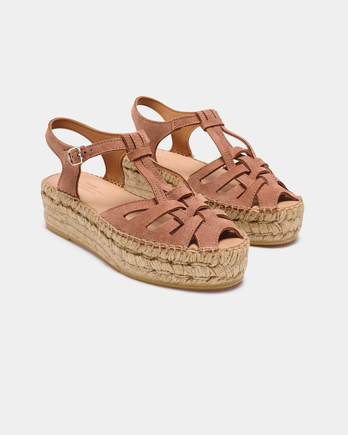 Espadrilles compensées en cuir certifié | marron "Bemol brown"