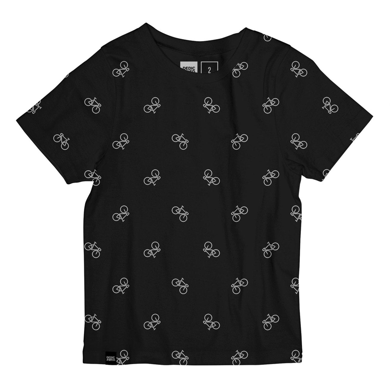 T-shirt noir à motifs en coton bio - lillehammer bike pattern black