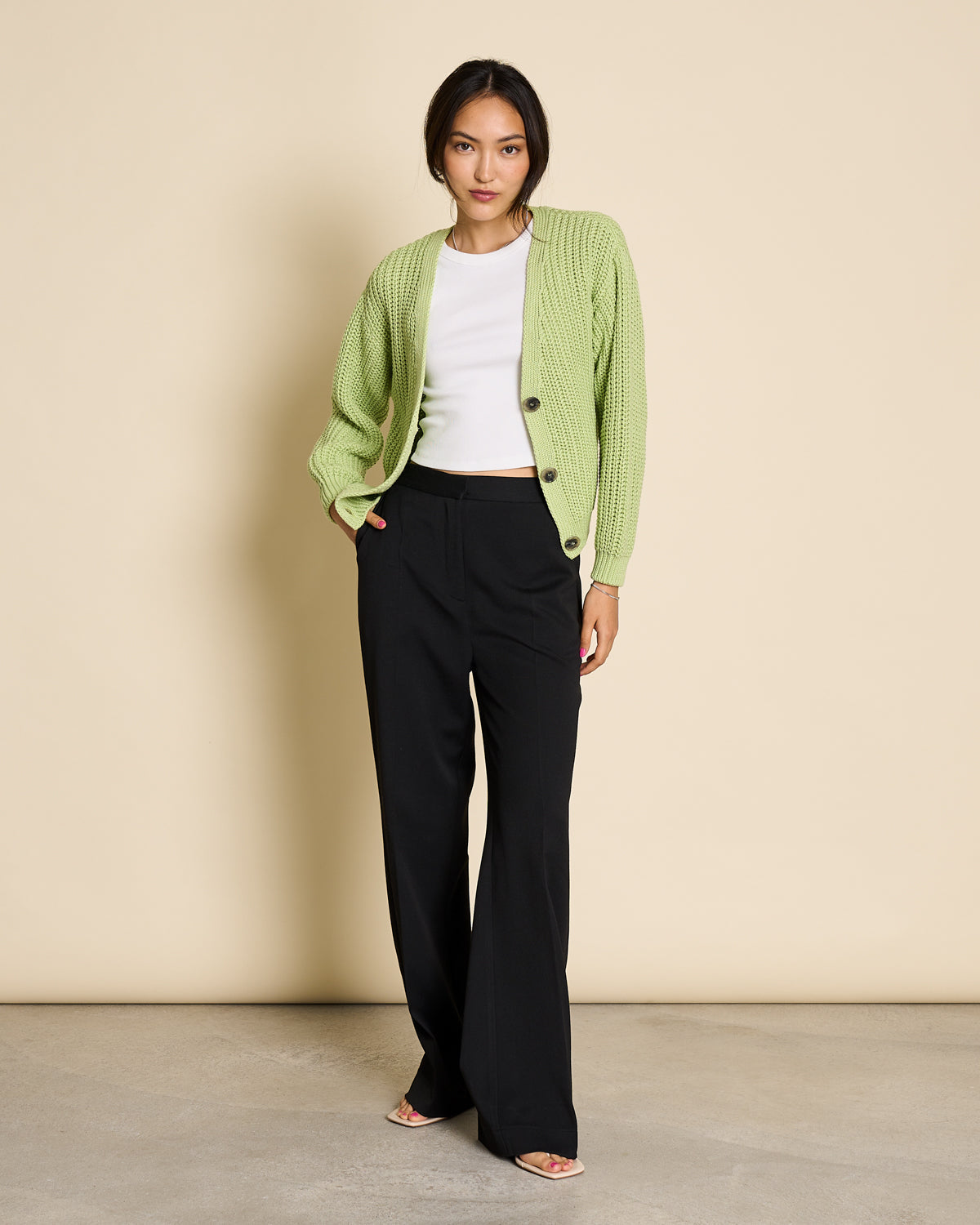 Gilet en maille de coton bio | Vert matcha "lena matcha"