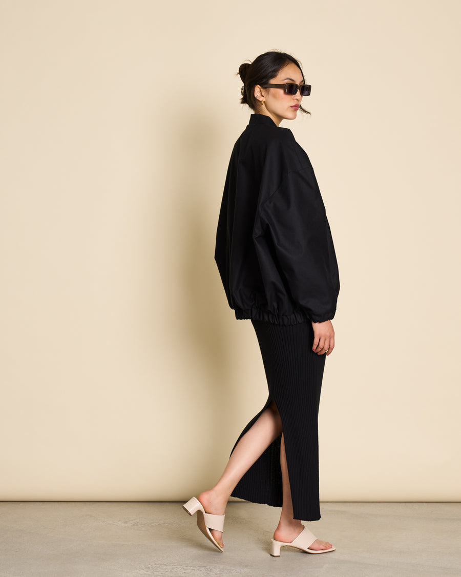 Blouson bomber oversize en coton bio | noir "naro - black"