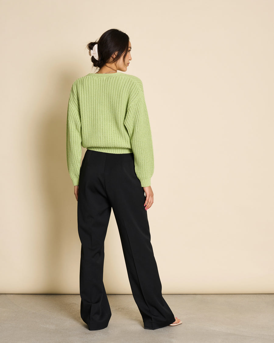Gilet en maille de coton bio | Vert matcha "lena matcha"