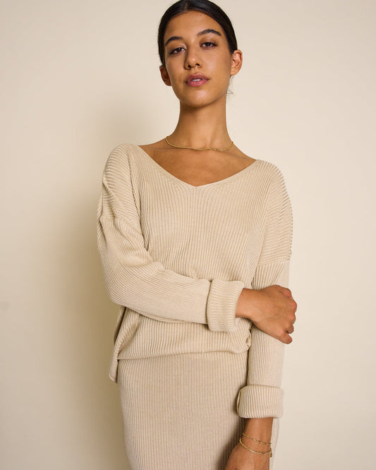 Pull beige en Ecovero - LAGOS ivory