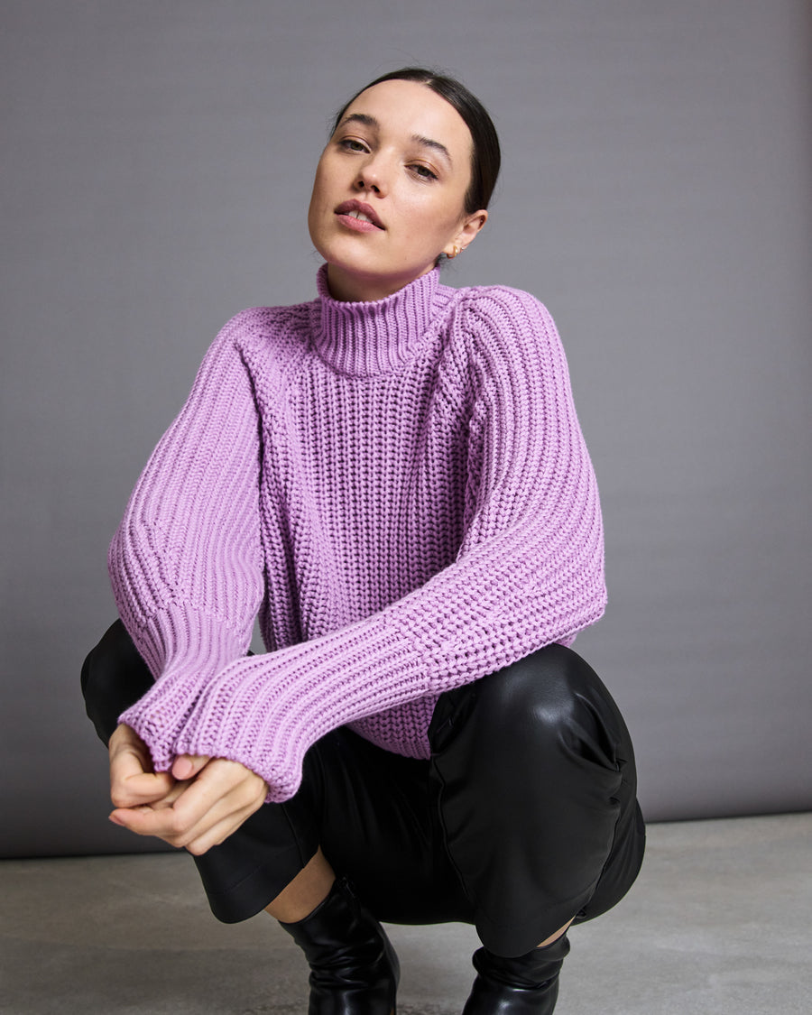 Pull maille oversize en coton bio | Rose 'ola orchid'