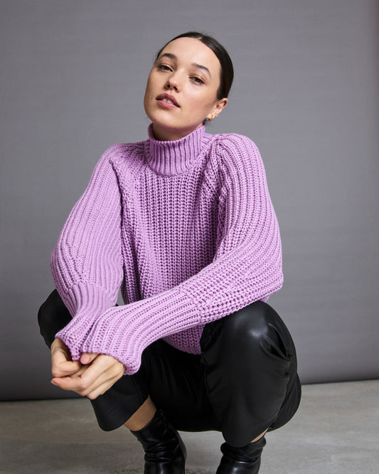 Pull maille oversize en coton bio | Rose "ola orchid"