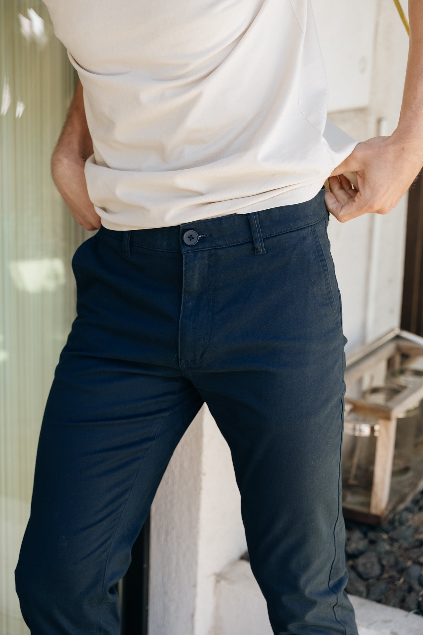 Chino en popeline de coton bio | bleu nuit "chuck total eclipse"